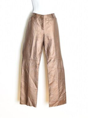 vintage Y2K leather pants metallic bronze straight leg trousers Spiegel 12 L